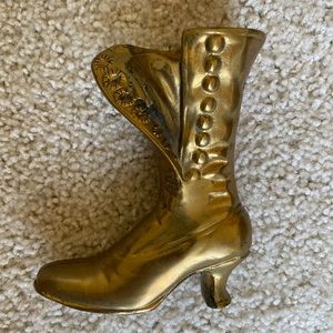 Witchy bronze brass boot vase - trinkets vintage metal decor bookend Halloween